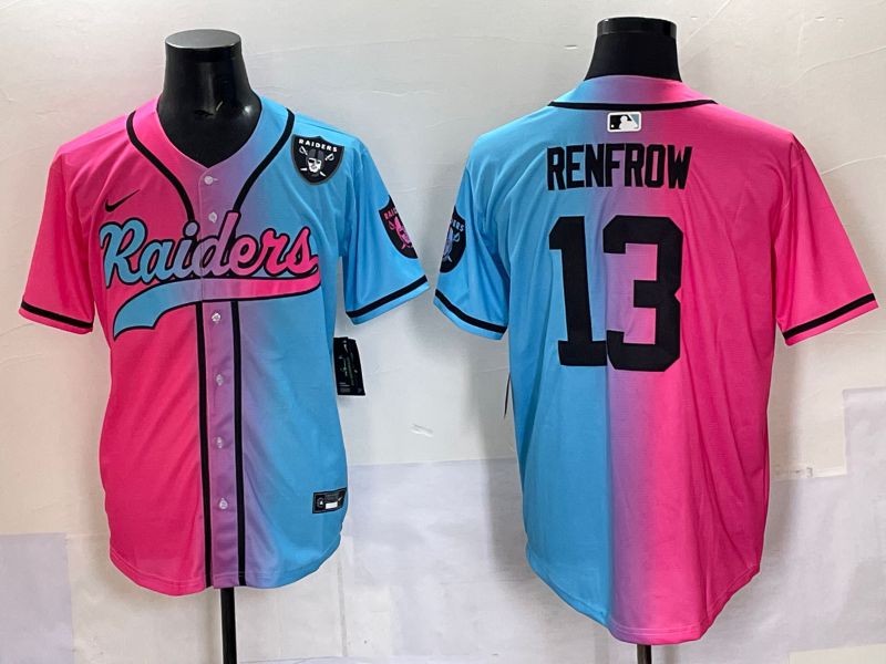 Men 2025 Oakland Raiders #13 Renfrow Blue pink Nike Limited NFL Jersey 007